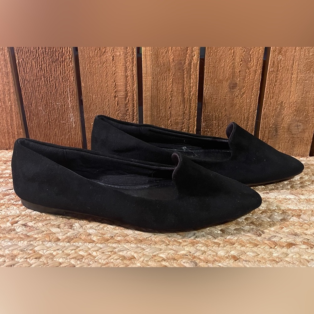 musshoe Slip on Faux Black Suede Flats Sz 8